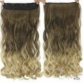 Soowee 60cm Long Wavy Brown to Blonde Women Hair High Tempreture Synthetic Ombre Hair Piece 5 Clip in Hair Extensions