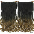 Soowee 60cm Long Wavy Brown to Blonde Women Hair High Tempreture Synthetic Ombre Hair Piece 5 Clip in Hair Extensions