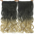 Soowee 60cm Long Wavy Brown to Blonde Women Hair High Tempreture Synthetic Ombre Hair Piece 5 Clip in Hair Extensions