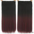 Soowee Long Straight Black to Gray Natural Color Women Ombre Hair High Tempreture Synthetic Hairpiece Clip in Hair Extensions