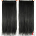 Soowee Long Straight Black to Gray Natural Color Women Ombre Hair High Tempreture Synthetic Hairpiece Clip in Hair Extensions
