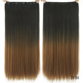 Soowee Long Straight Brown to Blonde Natural Color Women Ombre Hair High Tempreture Synthetic Hairpiece Clip in Hair Extensions