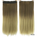 Soowee Long Straight Brown to Blonde Natural Color Women Ombre Hair High Tempreture Synthetic Hairpiece Clip in Hair Extensions