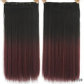 Soowee Long Straight Brown to Blonde Natural Color Women Ombre Hair High Tempreture Synthetic Hairpiece Clip in Hair Extensions