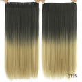Soowee Long Straight Brown to Blonde Natural Color Women Ombre Hair High Tempreture Synthetic Hairpiece Clip in Hair Extensions