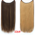 DIFEI 24 inch Long Synthetic Hair Heat Resistant Hairpiece Fish Line Straight Hair Extensions Secret Invisible Hairpieces