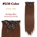 I's a wig 15 colors 16 clips Long Straight Synthetic Hair Extensions Clips in High Temperature Fiber Black Blonde Hairpiece