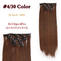 I's a wig 15 colors 16 clips Long Straight Synthetic Hair Extensions Clips in High Temperature Fiber Black Blonde Hairpiece