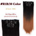 I's a wig 15 colors 16 clips Long Straight Synthetic Hair Extensions Clips in High Temperature Fiber Black Blonde Hairpiece