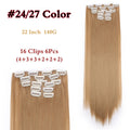 I's a wig 15 colors 16 clips Long Straight Synthetic Hair Extensions Clips in High Temperature Fiber Black Blonde Hairpiece