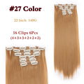 I's a wig 15 colors 16 clips Long Straight Synthetic Hair Extensions Clips in High Temperature Fiber Black Blonde Hairpiece