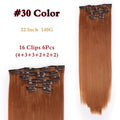I's a wig 15 colors 16 clips Long Straight Synthetic Hair Extensions Clips in High Temperature Fiber Black Blonde Hairpiece