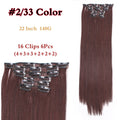 I's a wig 15 colors 16 clips Long Straight Synthetic Hair Extensions Clips in High Temperature Fiber Black Blonde Hairpiece