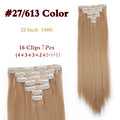 I's a wig 15 colors 16 clips Long Straight Synthetic Hair Extensions Clips in High Temperature Fiber Black Blonde Hairpiece