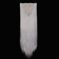 S-noilite 26" 8pcs Long Straight Women Clips in Hair Extension Synthetic Hairpiece Haistyle Heat Resistant White Red Purple