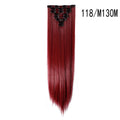 S-noilite 26" 8pcs Long Straight Women Clips in Hair Extension Synthetic Hairpiece Haistyle Heat Resistant White Red Purple