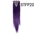 S-noilite 26" 8pcs Long Straight Women Clips in Hair Extension Synthetic Hairpiece Haistyle Heat Resistant White Red Purple