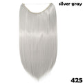SNOILITE 20 inches Invisible Wire No Clips in Hair Extensions Secret Fish Line Hairpieces long Straight natual hair synthetic
