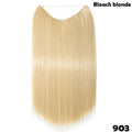 SNOILITE 20 inches Invisible Wire No Clips in Hair Extensions Secret Fish Line Hairpieces long Straight natual hair synthetic
