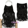 TOPREETY Heat Resistant B5 Synthetic Fiber 22" 55cm 100gr Wavy Elasticity Invisible Wire Halo Hair Extensions 30 Colors