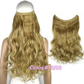 TOPREETY Heat Resistant B5 Synthetic Fiber 22" 55cm 100gr Wavy Elasticity Invisible Wire Halo Hair Extensions 30 Colors