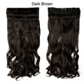 SNOILITE 17/24/27/29" Long Curly Synthetic Clip in one piece Hair Extensions Half Full Head Hairpiece with 5 clips Black Brown