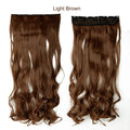 SNOILITE 17/24/27/29" Long Curly Synthetic Clip in one piece Hair Extensions Half Full Head Hairpiece with 5 clips Black Brown