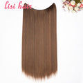 LISI HAIR 24 inches Women Fish Line Hair Extensions Brown Blonde Natural Wavy Long High Tempreture Fiber Synthetic Hairpiece