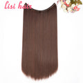 LISI HAIR 24 inches Women Fish Line Hair Extensions Brown Blonde Natural Wavy Long High Tempreture Fiber Synthetic Hairpiece