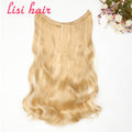 LISI HAIR 24 inches Women Fish Line Hair Extensions Brown Blonde Natural Wavy Long High Tempreture Fiber Synthetic Hairpiece