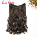 LISI HAIR 24 inches Women Fish Line Hair Extensions Brown Blonde Natural Wavy Long High Tempreture Fiber Synthetic Hairpiece