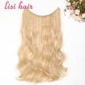 LISI HAIR 24 inches Women Fish Line Hair Extensions Brown Blonde Natural Wavy Long High Tempreture Fiber Synthetic Hairpiece