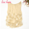 LISI HAIR 24 inches Women Fish Line Hair Extensions Brown Blonde Natural Wavy Long High Tempreture Fiber Synthetic Hairpiece