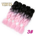 VERVES Braiding Hair 1 piece 24inch Jumbo Braids 100g/piece Synthetic ombre high temperature Fiber Hair Extensions crochet braid