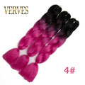 VERVES Braiding Hair 1 piece 24inch Jumbo Braids 100g/piece Synthetic ombre high temperature Fiber Hair Extensions crochet braid