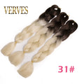 VERVES Braiding Hair 1 piece 24inch Jumbo Braids 100g/piece Synthetic ombre high temperature Fiber Hair Extensions crochet braid