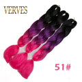 VERVES Braiding Hair 1 piece 24inch Jumbo Braids 100g/piece Synthetic ombre high temperature Fiber Hair Extensions crochet braid