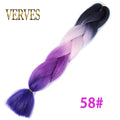 VERVES Braiding Hair 1 piece 24inch Jumbo Braids 100g/piece Synthetic ombre high temperature Fiber Hair Extensions crochet braid