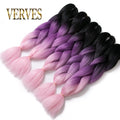 VERVES Braiding Hair 1 piece 24inch Jumbo Braids 100g/piece Synthetic ombre high temperature Fiber Hair Extensions crochet braid