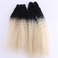 2pcs/lot Black to Golden Ombre hair Bundles 16-20 inch Available 70 Gram one piece Kinky Straight Hair extension Synthetic weave