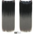 AOSI 60cm Long Straight Black Gray Blonde Women Ombre High Tempreture Synthetic Hairpiece 5 Clip in Hair Extensions Hair Piece