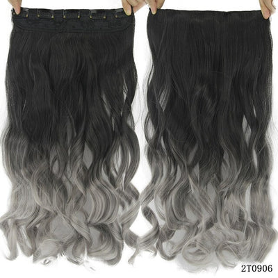 Soowee 60cm Long Wavy Brown to Blonde Women Hair High Tempreture Synthetic Ombre Hair Piece 5 Clip in Hair Extensions