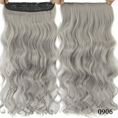 Soowee 60cm Long Wavy Brown to Blonde Women Hair High Tempreture Synthetic Ombre Hair Piece 5 Clip in Hair Extensions