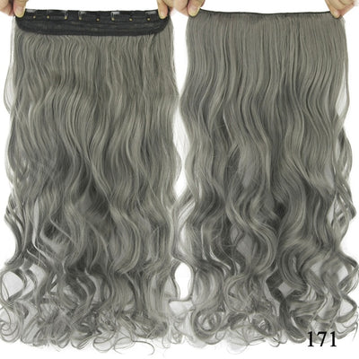 Soowee 60cm Long Wavy Brown to Blonde Women Hair High Tempreture Synthetic Ombre Hair Piece 5 Clip in Hair Extensions