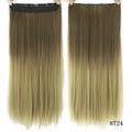 Soowee Long Straight Black to Gray Natural Color Women Ombre Hair High Tempreture Synthetic Hairpiece Clip in Hair Extensions