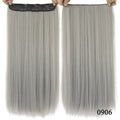 Soowee Long Straight Black to Gray Natural Color Women Ombre Hair High Tempreture Synthetic Hairpiece Clip in Hair Extensions