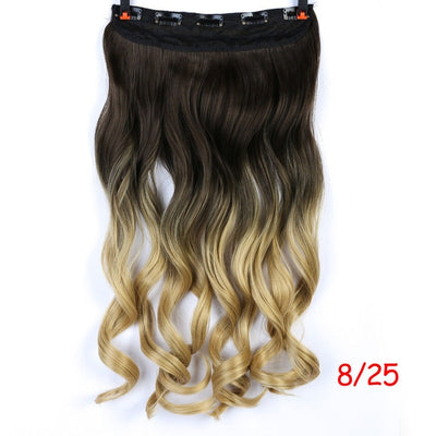 Allaosify 24" Curly 3/4 Full Head Clip in Hair Extensions Black Brown Blonde Real Natural Synthetic One Piece for Hair