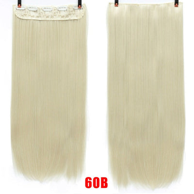 Allaosify 60cm 5 Clip In Hair Extension Heat Resistant Fake Hairpieces Long Straight Hairstyles Synthetic Clip In On Hair