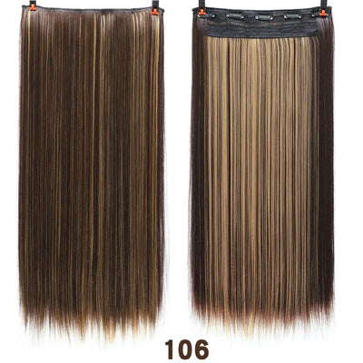 Allaosify 60cm 5 Clip In Hair Extension Heat Resistant Fake Hairpieces Long Straight Hairstyles Synthetic Clip In On Hair