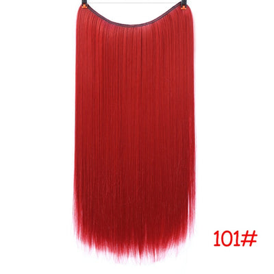 DIFEI 24 inch Long Synthetic Hair Heat Resistant Hairpiece Fish Line Straight Hair Extensions Secret Invisible Hairpieces